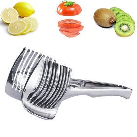 1pc Tomato Lemon Slicer Holder; Round Fruits Onion Shredder Cutter Guide Tongs With Handle; Stainless Steel Kitchen Cutting Potato Lime Food Stan 1pc Tomato Lemon Slicer Holder; Round Fruits Onion Shredder Cutter Guide Tongs With Handle; Stainless Steel Kitchen Cutting Potato Lime Food Stan